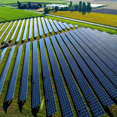 Solar panel field renewable energy.
