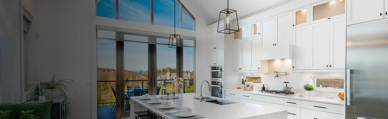 Bright modern kitchen in home