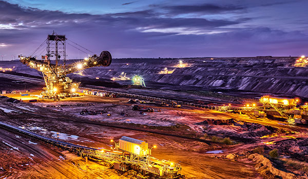 Mining site lights at dusk