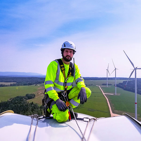Wind turbine technician direct gaze