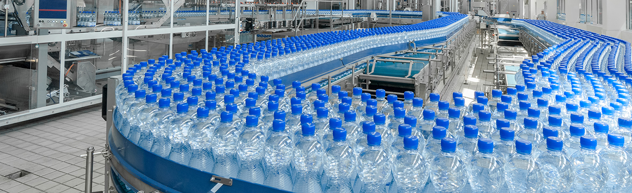 Plastic bottles in factory